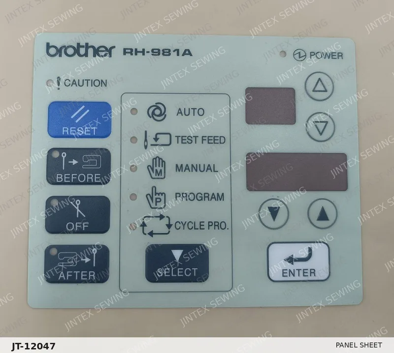 Brother 981 Panel Sheet S58998000 — Part No. JT-12047 sewing machine spare part, photo 2