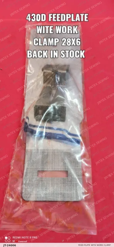 Brother 430D Feed Plate with Work Clamp 28X6 — Part No. JT-24006 sewing machine spare part, photo 2